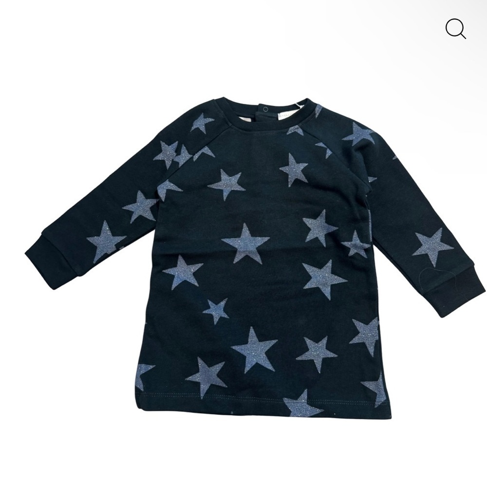 Stella McCartney Kids Navy twinkle Leona  Star Dress sweatshirt feel. Glitter
